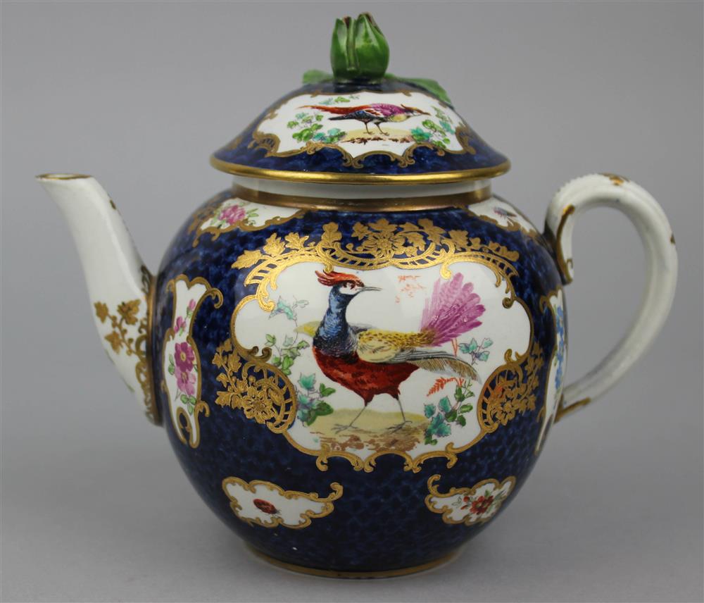 Appraisal: ENGLISH BLUE SCALE TRANSFER-PRINTED TEAPOT AND COVER mid th C