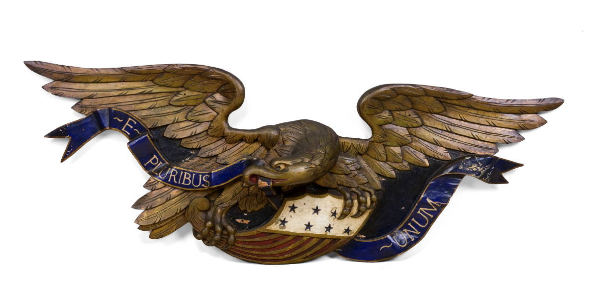 Appraisal: ARTISTIC CARVING COMPANY CARVED AND POLYCHROME PAINTED SPREADWING EAGLE WITH