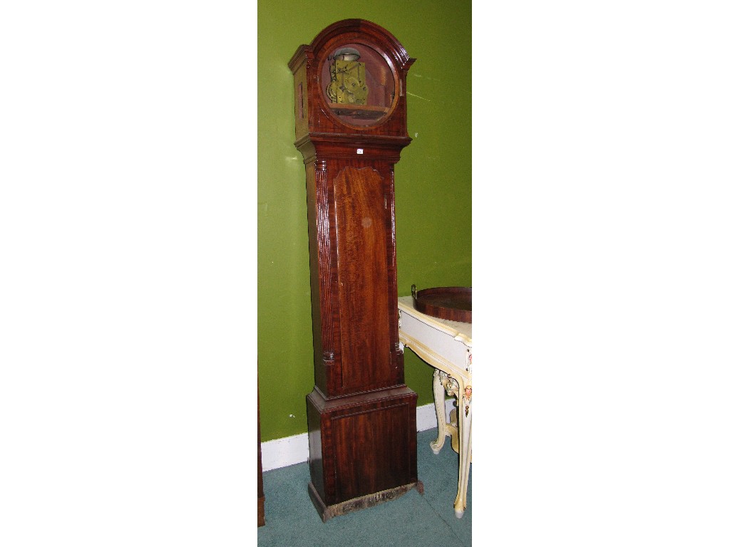 Appraisal: Mahogany grandmother clock face weights and pendulum missing