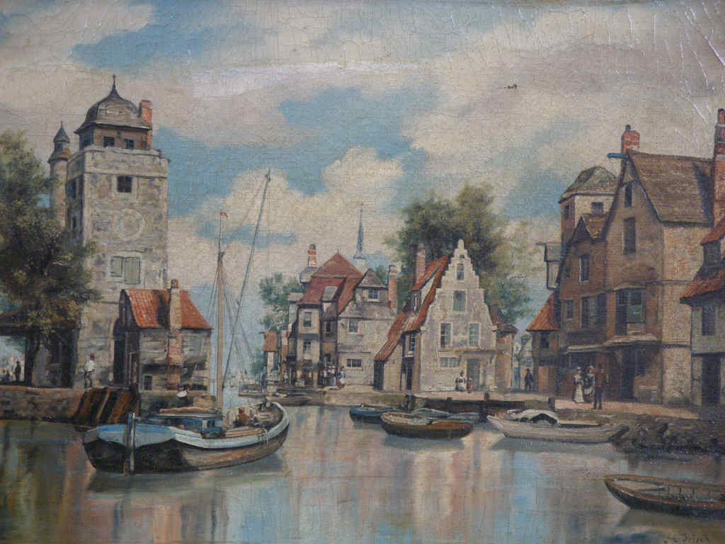 Appraisal: J C Frisch German th th c Townscape oil on