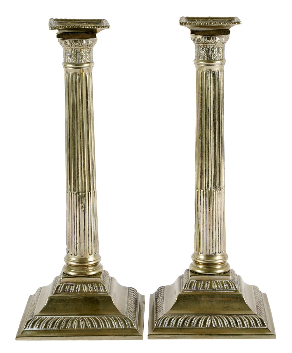 Appraisal: PAIR OF CHINESE PAKTONG STOP-FLUTED CANDLESTICKSProvenance The Kelton Collection The