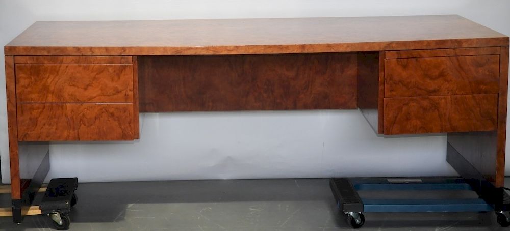 Appraisal: C Modern Hollywood Regency Burl Veneer Desk United states Circa