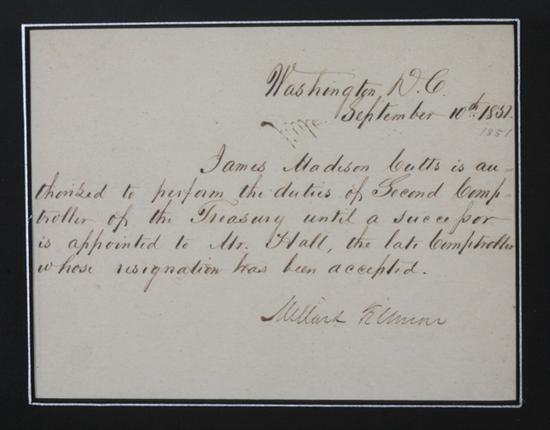 Appraisal: MILLARD FILLMORE - LS Washington DC p oblong vo Sept