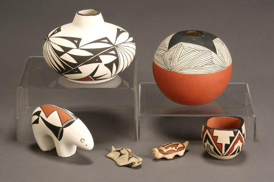 Appraisal: Group of Six Southwest Pottery Articles Acoma and Jemez th