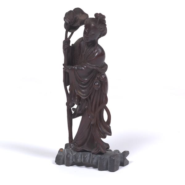 Appraisal: CARVED WOOD GUANYIN x x Carved wood figurine of Guanyin