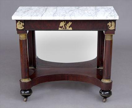 Appraisal: CLASSICAL MAHOGANY BOSTON PIER TABLE The white marble top above