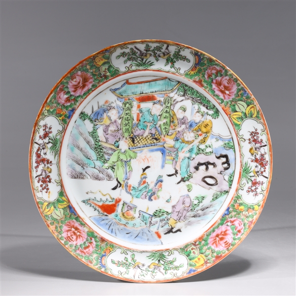 Appraisal: Antique Chinese canton rose medallion enameled porcelain dish circa with