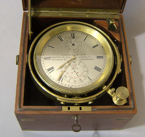 Appraisal: Gimbaled ships clock by Russells Liverpool h w