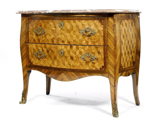 Appraisal: SMALL CHEST OF DRAWERS Louis XV Germany circa Rosewood with