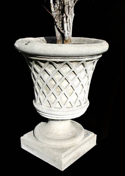 Appraisal: A large concrete urn on stand height in diameter in