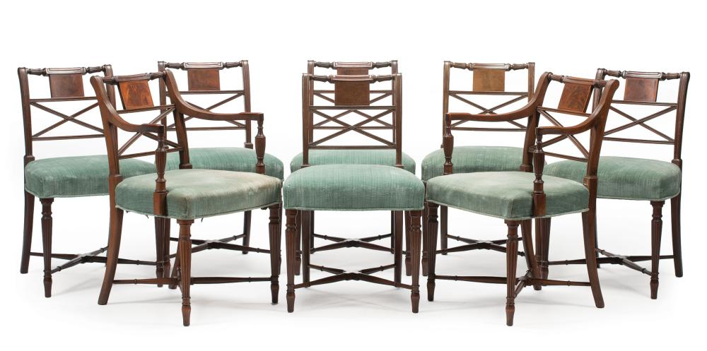 Appraisal: Set of Eight Federal-Style Mahogany Dining Chairs late th c