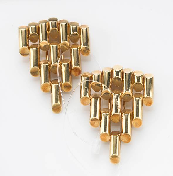 Appraisal: A pair of retro k gold dress clips gross weight