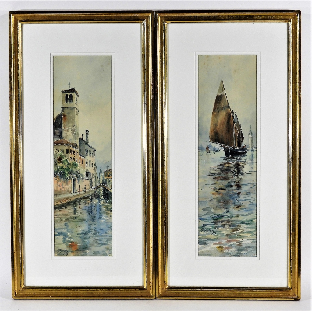 Appraisal: PR HENRY P SPAULDING VENETIAN WC PAINTINGS California Massachusetts -