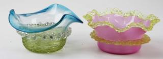 Appraisal: two late th c ruffled edge blown glass bowls with