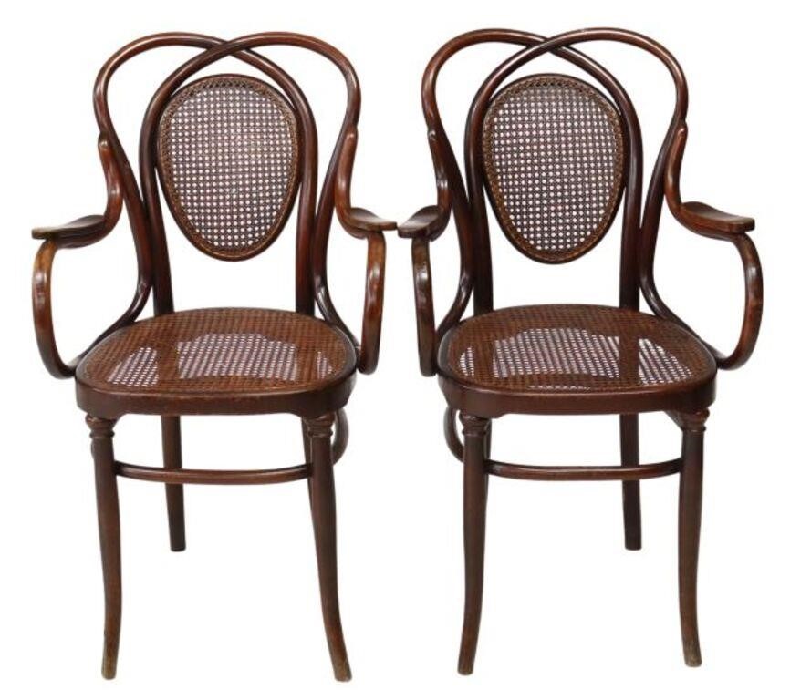 Appraisal: pair Viennese bentwood armchairs Jacob Josef Kohn Company late th