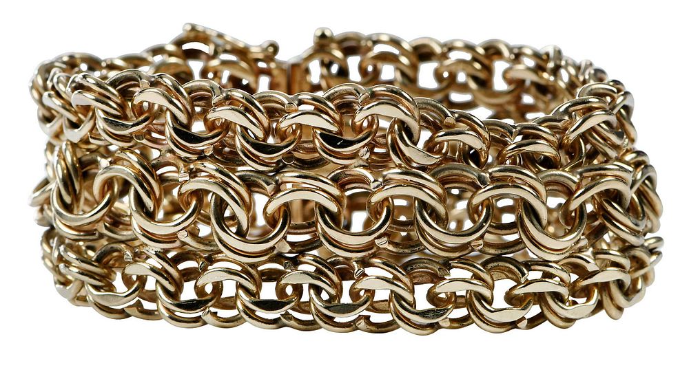 Appraisal: kt Bracelet wide fancy link chain stamped Jay Posun K