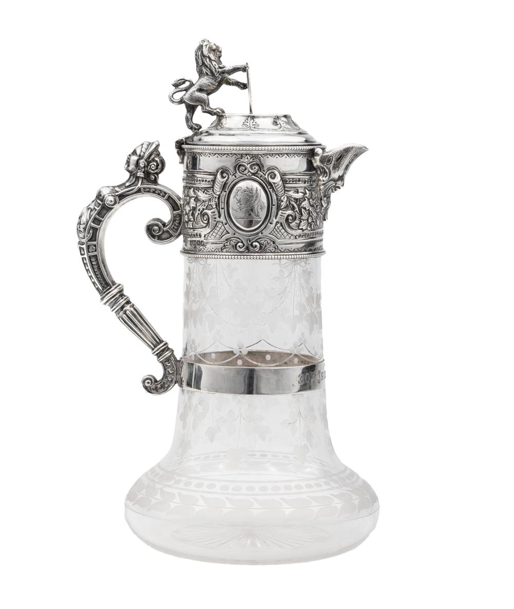 Appraisal: Victorian Sterling Silver-Mounted Claret Jug Walter Charles Sissons Sheffield cover