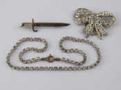 Appraisal: A mixed lot comprising a diamante necklace and two brooches