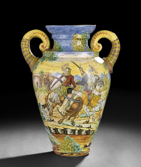 Appraisal: Monumental Italian Majolica Baluster-Form Vase second half th century by