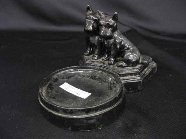 Appraisal: Deco Figural Dish with Dogs black ''