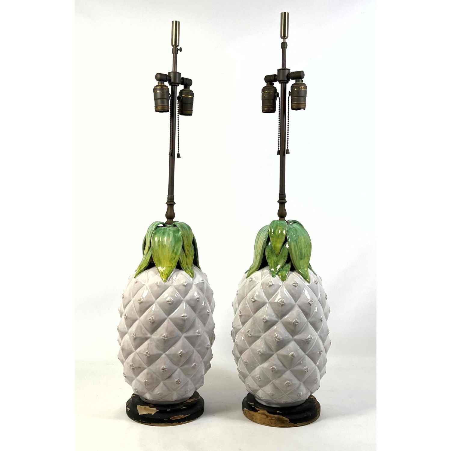 Appraisal: Pair of Italian Ceramic Figural Pineapple Table Lamps Dimensions H