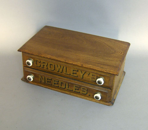 Appraisal: Crowley two-drawer needle case late th c h x w