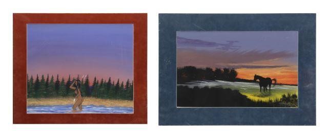 Appraisal: lot of Unframed gouache paintings on paper signed lower right