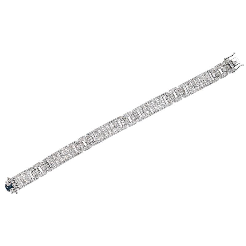 Appraisal: DIAMOND K WHITE GOLD STRAP BRACELET Condition Report