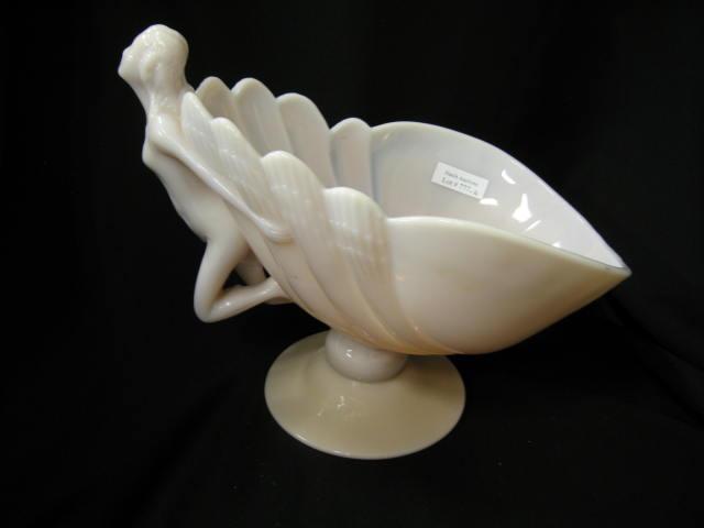 Appraisal: Cambridge Crown Tuscan Figural Art glass Centerpiece nude shell tall