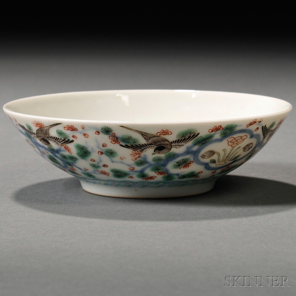 Appraisal: Small Doucai Dish China the exterior decorated with magpies amidst