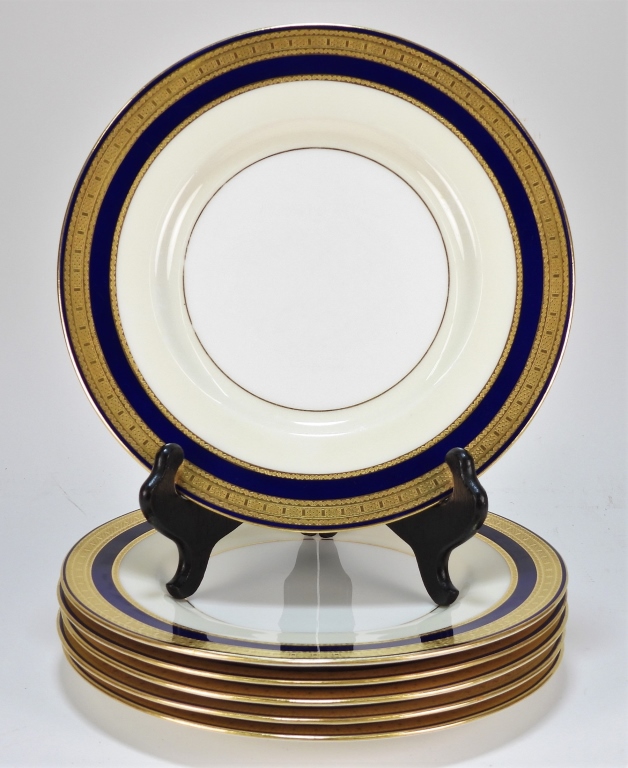 Appraisal: PC TIFFANY CO MINTON COBALT GILT PLATES England th CenturySix