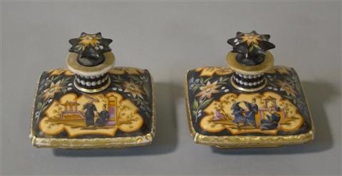 Appraisal: PAIR OF JACOB PETIT STYLE SCENT BOTTLES Inscribed 'Caisse Maillard