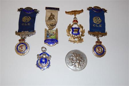 Appraisal: A group of Masonic medallions in silver and silver gilt