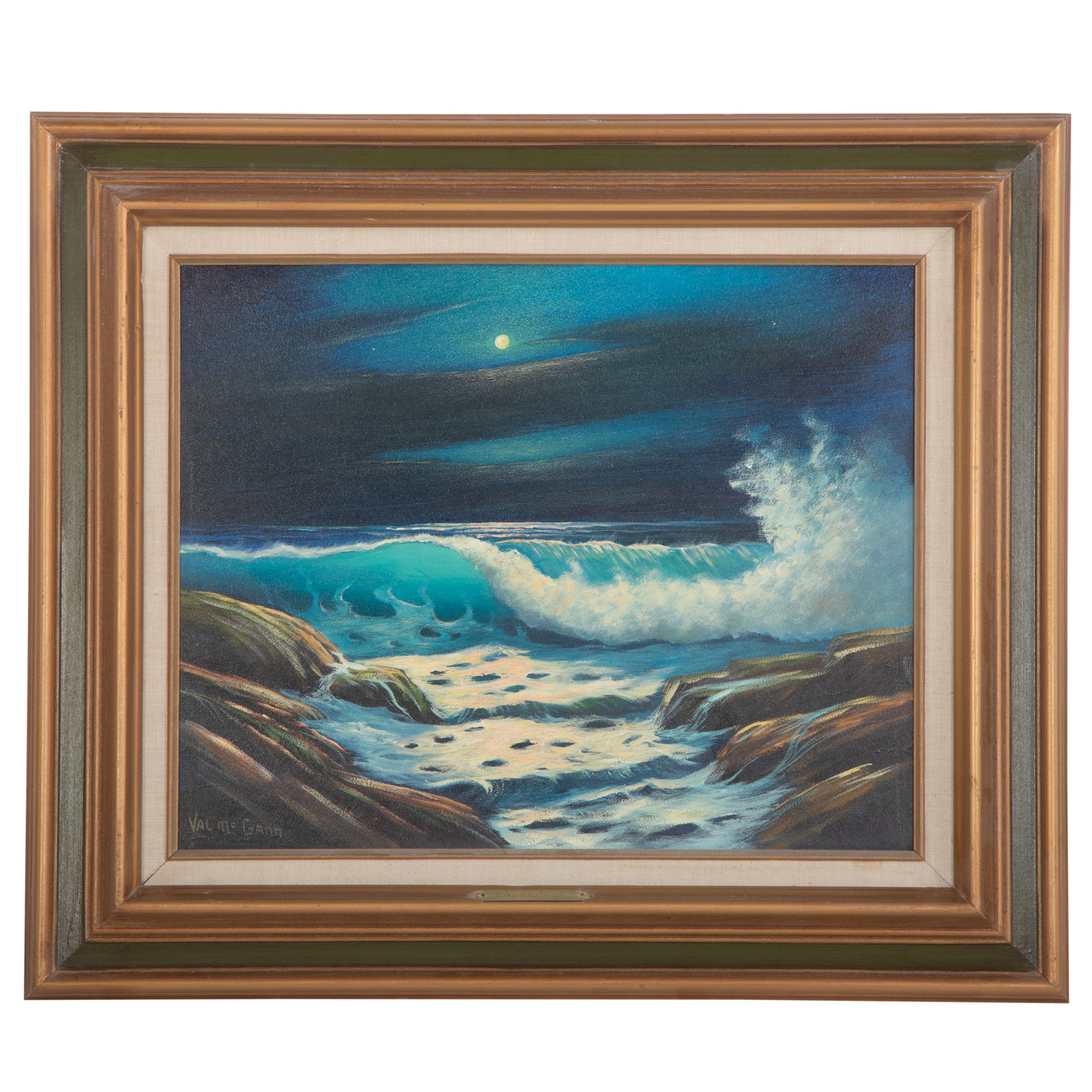 Appraisal: VAL MCGANN MOONLIGHT SURF MAINE OIL ON PANEL Irish American