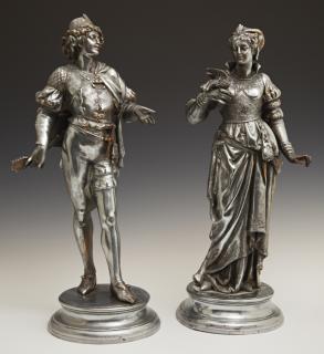 Appraisal: Pair of Silvered Spelter Figures th c of a co