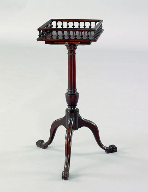 Appraisal: George III mahogany wine stand with candleslide ca with a