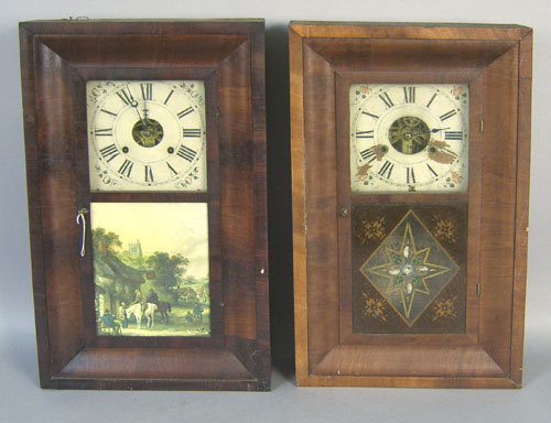 Appraisal: Two mahogany ogee clocks th c one George Clarke h