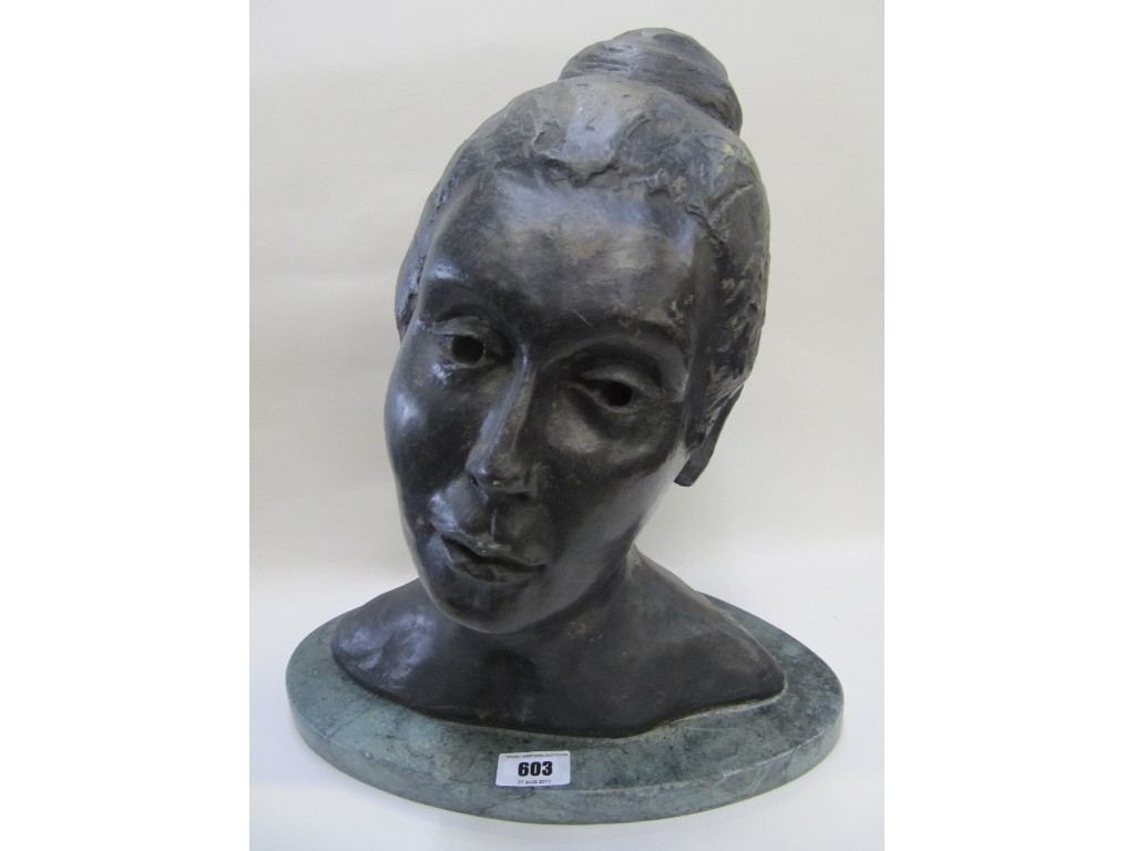 Appraisal: Papier Mache bust of a woman on marble base