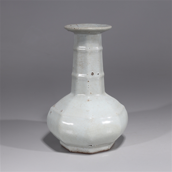 Appraisal: Chinese celadon crackle glazed porcelain vase with ribs down the