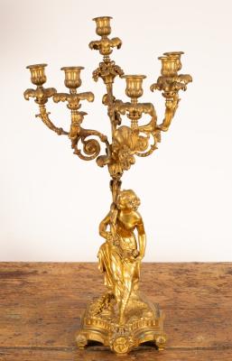 Appraisal: A th Century six light table light with grapes and