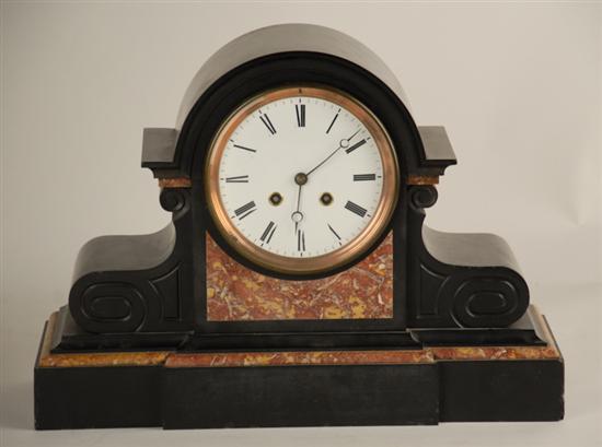 Appraisal: E th C Marble and Hardstone Shelf Clock rectilinear base