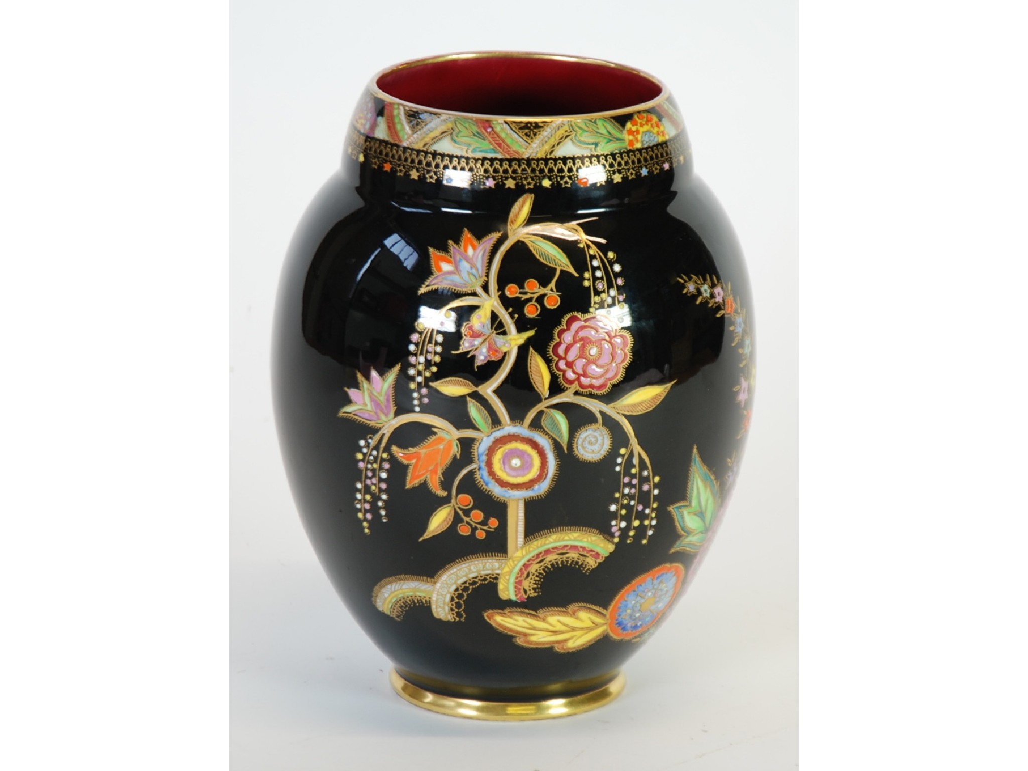 Appraisal: 's CARLTON WARE 'PERSIAN GARDEN' ENAMELLED CHINA VASE of footed