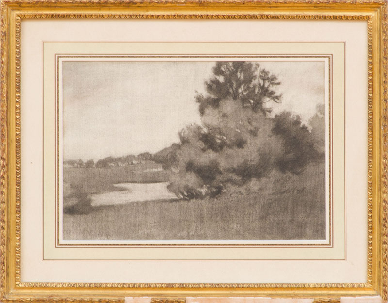 Appraisal: AMERICAN SCHOOL LANDSCAPE STUDY Charcoal on paper signed 'G Inness'