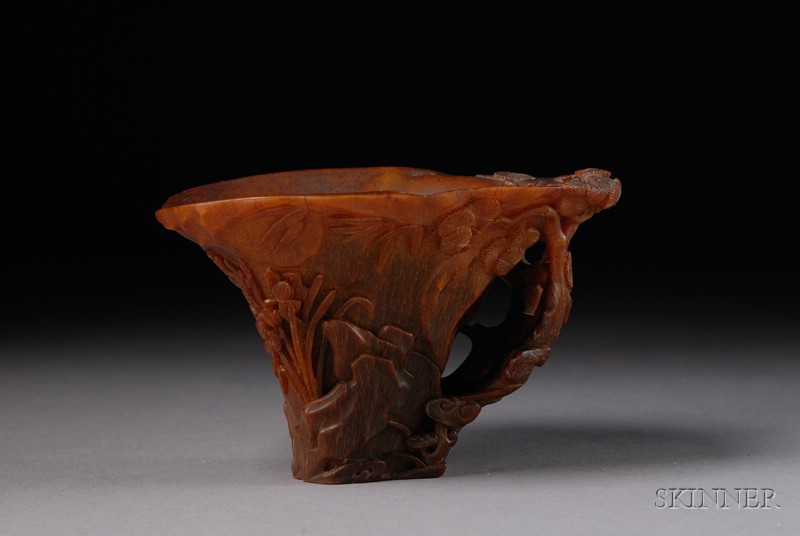 Appraisal: Rhinoceros Horn Libation Cup China th th century bright honey