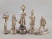 Appraisal: Five silver cased figures being a golfer a tennis player