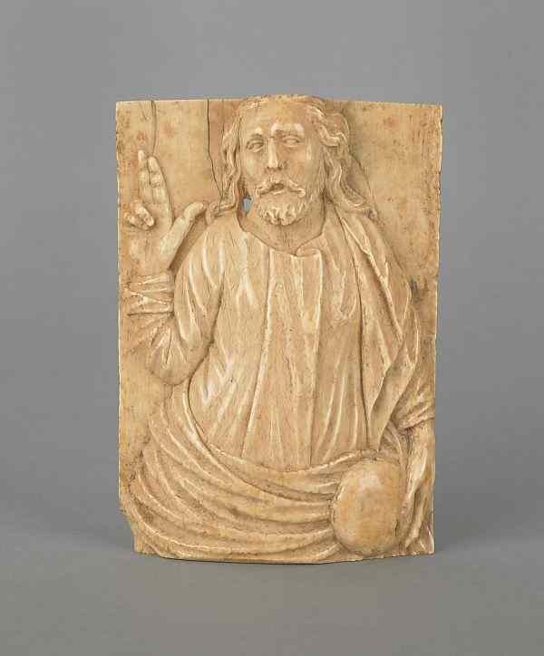 Appraisal: Continental carved ivory plaque of a saint th c x