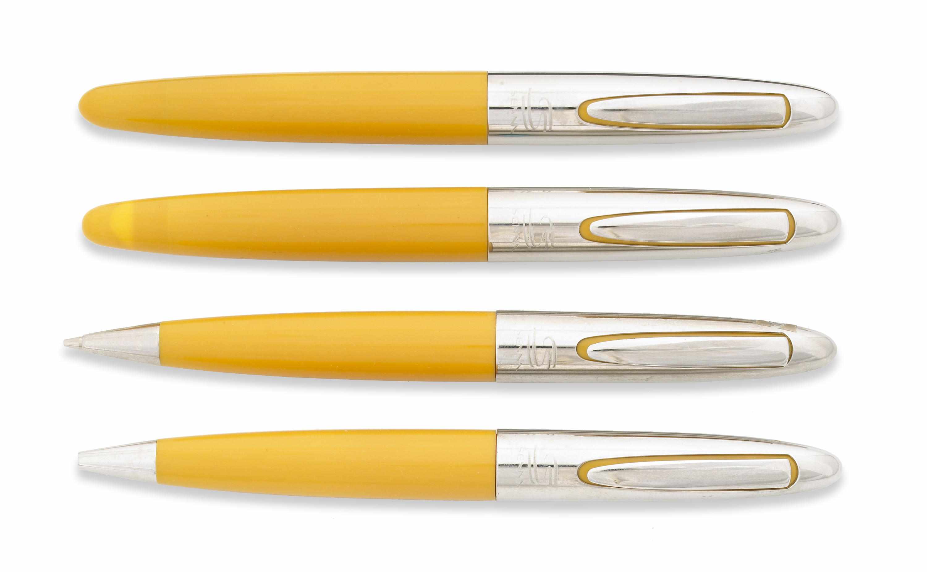 Appraisal: OMAS Senna Collection Four piece set Yellow barrels chrome caps