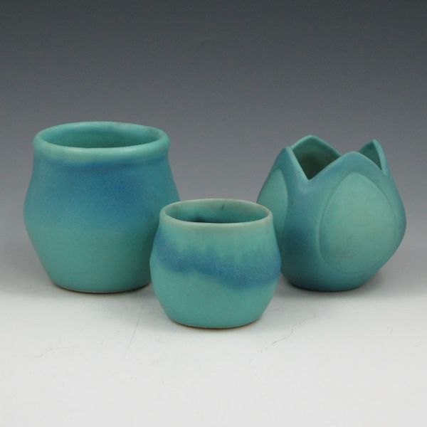 Appraisal: Three Van Briggle vases in Ming Turquoise Marked Van Briggle