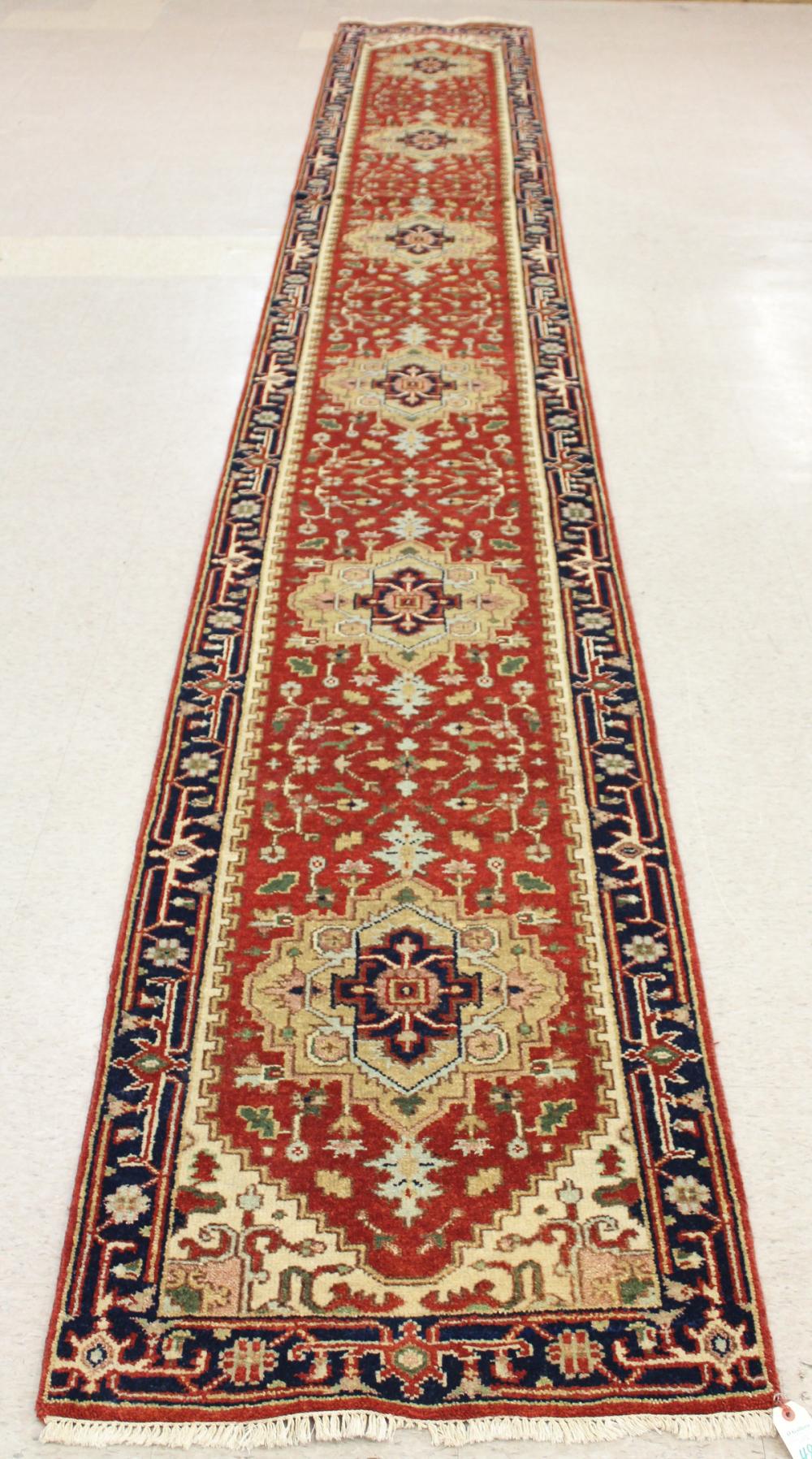 Appraisal: HAND KNOTTED ORIENTAL CORRIDOR RUG Indo-Persian Serab design featuring six