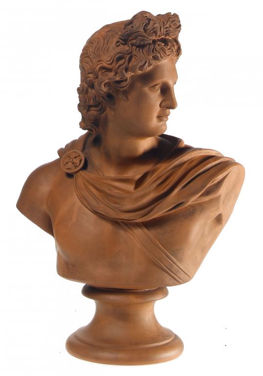 Appraisal: A TORQUAY TERRACOTTA COMPANY BUST OF APOLLO after the Antique